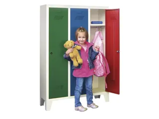 lockerkast v. kinderen,HxBxD 1300x780x300mm,3vak,RAL7035,front RAL7035 - 1