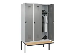 locker met bank,HxBxD 2120x1200x815mm,3vak,vak B 400mm,draaigrendel