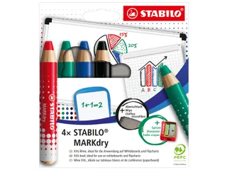 Whiteboardpotlood STABILO MARKdry 648/4 incl. slijper + microvezeldoek - 3