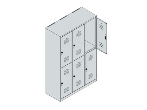 dubbeldekse locker,HxBxD 1850x1200x500mm,3x2vak.,vak B 400mm