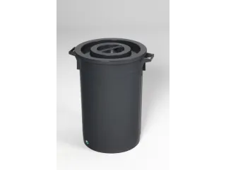 Afvalbak 45 liter H x Ø 480x 420mm met deksel PE zwart - 1
