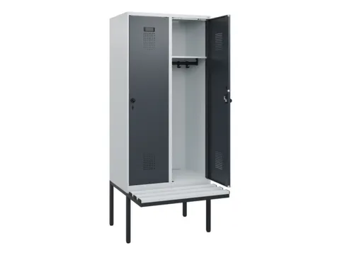locker met bank,HxBxD 1950x800x815mm,2vak,vak B 400mm,draaigrendel