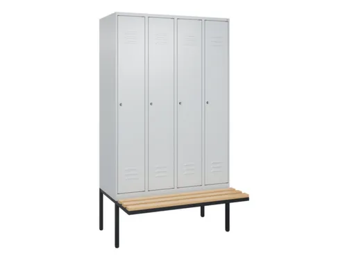 locker met bank,HxBxD 2120x1200x815mm,4vak,vak B 300mm,cil.-slot