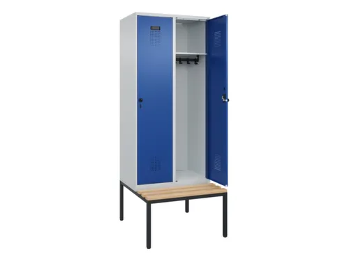 locker met bank,HxBxD 2120x800x815mm,2vak,vak B 400mm,draaigrendel