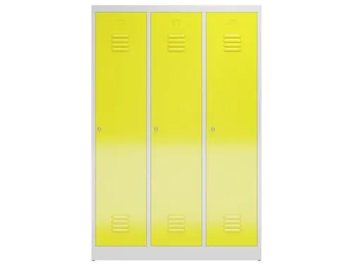 garderobekast 1800x1185x500mm 3vak klink sokkel romp RAL7035 RAL1018