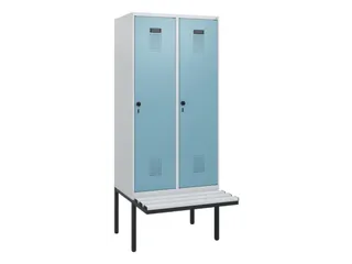 locker met bank,HxBxD 1950x800x815mm,2vak,vak B 400mm,draaigrendel - 2