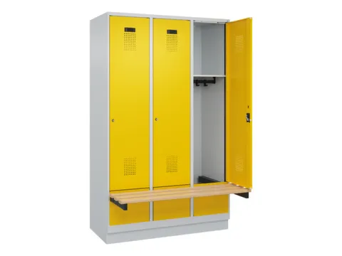 locker met bank,HxBxD 1950x1200x815mm,3vak,vak B 400mm,cilinderslot