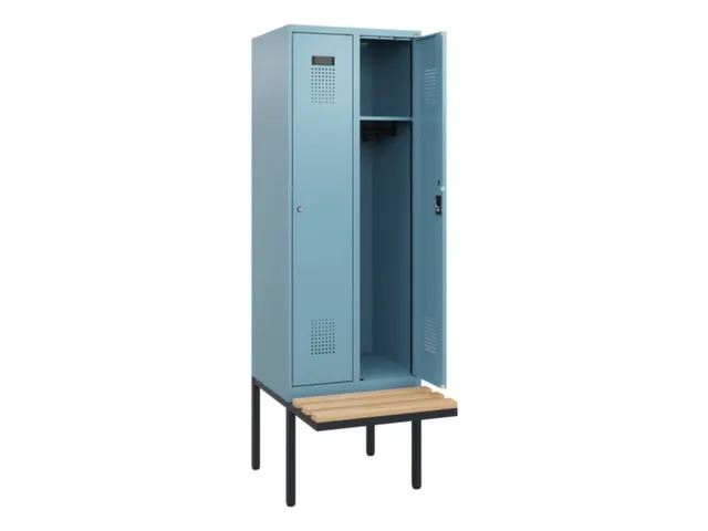 locker met bank,HxBxD 1950x600x815mm,2vak,vak B 300mm,cilinderslot