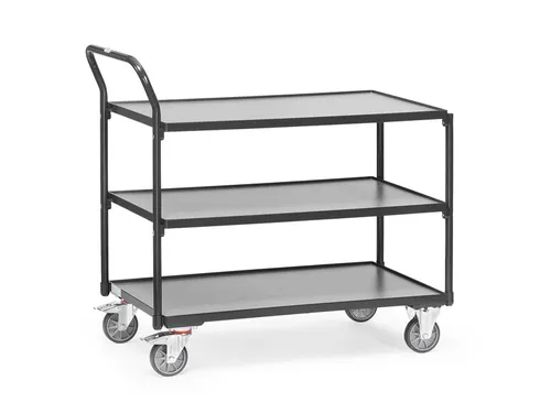 Lichte Tafelwagens 2752 Ral7016 3 Etages 1000x600mm Houten Plaat