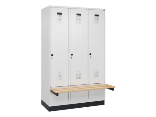 locker met bank,HxBxD 1950x1200x815mm,3vak,vak B 400mm,draaigrendel