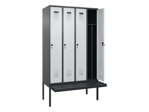 locker met bank,voor scheiding van kleding,HxBxD 2120x1200x815mm,4vak