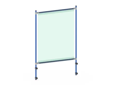 anti-speekselscherm,pvc-folie,glashelder,frame staal RAL5007