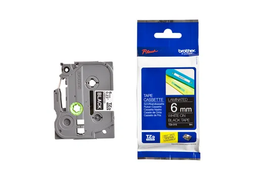 Labeltape Brother P-touch TZe-315 standaard 6mm wit op zwart