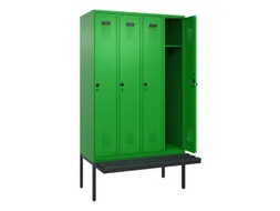locker met bank,HxBxD 2120x1200x815mm,4vak,vak B 300mm,draaigrendel