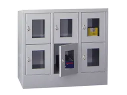lockerkast,HxBxD 855x900x500mm,3x2vakken,RAL7035,front RAL5012