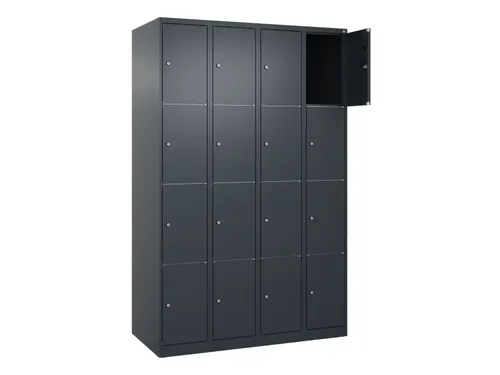 lockerkast,HxBxD 1850x1200x500mm,4x4vakken,vak B 300mm,cil.-slot