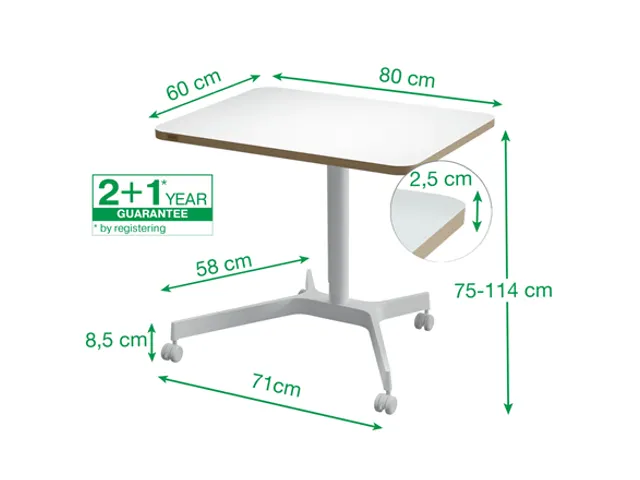 Leitz Ergo Zit-Sta bureau Mobiel 80x60cm klein