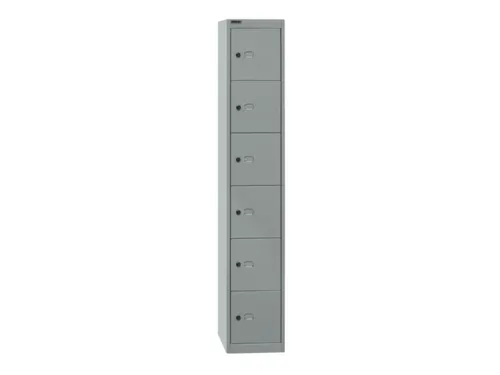 lockerkast,HxBxD 1802x305x305mm,6vakken,cil.-slot,romp zilverkleurig