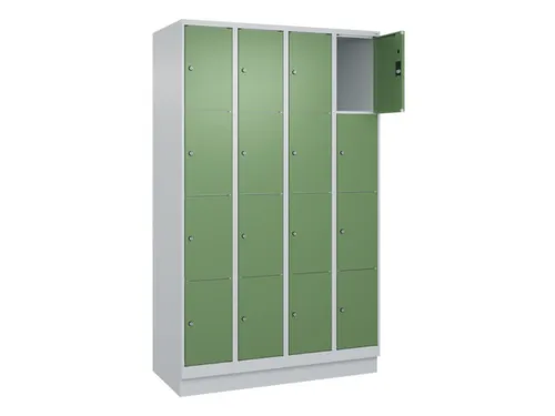 lockerkast,HxBxD 1950x1200x500mm,4x4vakken,vak B 300mm,cil.-slot