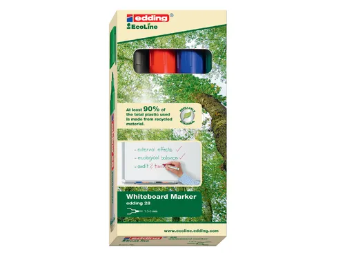 Viltstift edding 28 whiteboard EcoLine rond assorti 1.5-3mm 4st