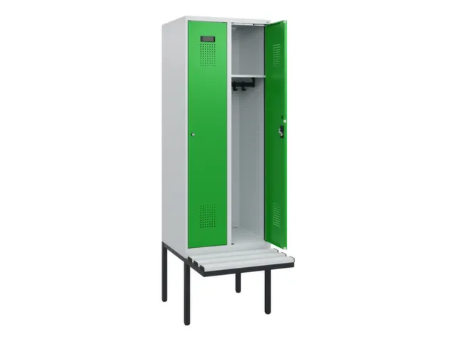 locker met bank,HxBxD 1950x600x815mm,2vak,vak B 300mm,cilinderslot