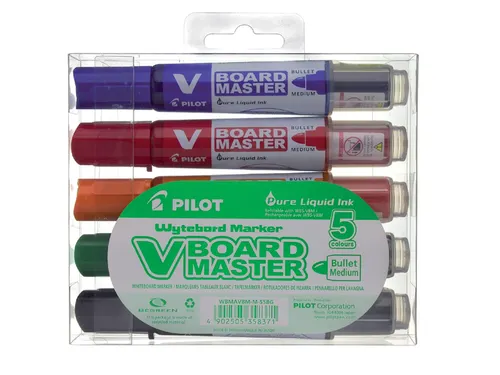 Whiteboardmarker Pilot V-Board Master Begreen Rond Medium Punt 5 stuks