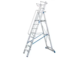 verrijdbare treden-platformladder eenzijdig 8treden stand H 1 9m - 7