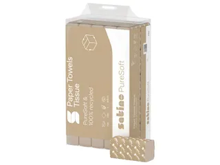 Handdoek PureSoft PT2 Z-vouw 2-laags 206x240mm 25x150vel natur 277530 - 2