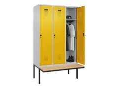 locker met bank,HxBxD 2120x1200x815mm,3vak,vak B 400mm,draaigrendel