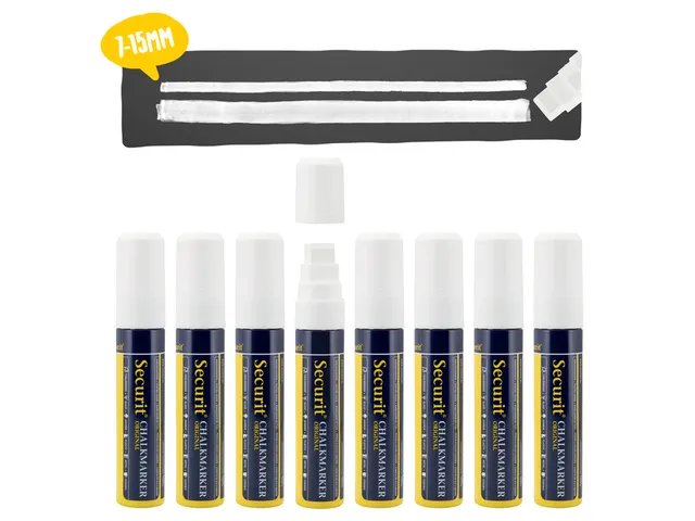 Krijtstift Securit Sma-720 Blokpunt 7-15mm Wit 8 Stuks