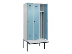 locker met bank,voor scheiding van kleding,HxBxD 2120x900x815mm,3vak
