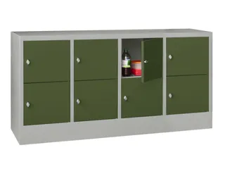 lockerkast,HxBxD 855x1600x500mm,4x2vakken,RAL7035,front RAL6011 - 2