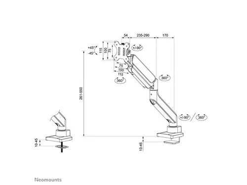 Neomounts NEXT Core DS70PLUS-450WH1 Monitorarm 1 scherm - 17-49 inch -
