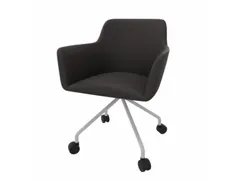 Bezoekersstoel 4-Voet/4Wielen Ronde Buis Verchroomd Donkerbruin