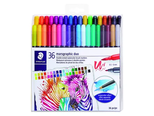 Brushpen Staedtler 3001 Marsgraphic duo 0.5-6mm blister à 36st ass
