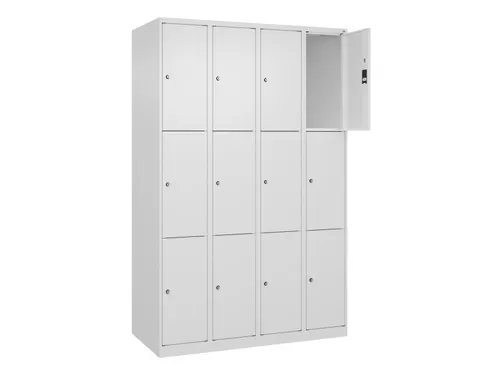 lockerkast,HxBxD 1850x1200x500mm,4x3vakken,vak B 300mm,cil.-slot