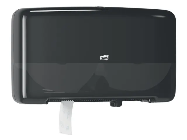 Tork 555508 T2 Twin Mini Jumbo Toiletpapier Dispenser Elevation Zwart