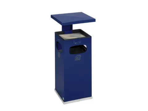 Combi-Asbak Staalplaat Blauw 950x500x500mm 3 Inworpopeningen