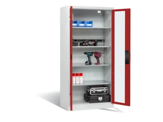 acculaadkast 1950x930x500mm 5stekkerdozen 230V cil.-slot front RAL3003 - 3