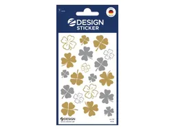 Foliesticker Z-design Gouden/ zilveren klavertjes vier, pakje à 1 vel
