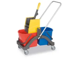 dweilwagen,emmer 2x17l ROOD/BLAUW,frame kunststof,4zwenkwielen