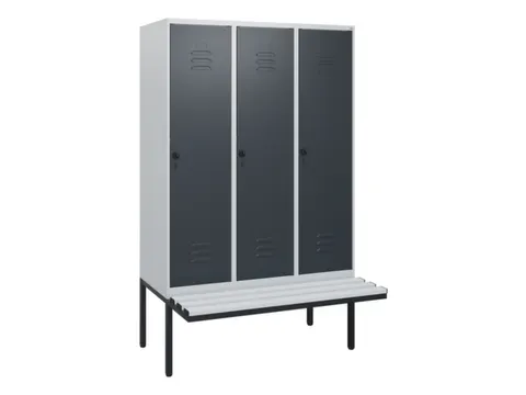 locker met bank,HxBxD 1950x1200x815mm,3vak,vak B 400mm,draaigrendel