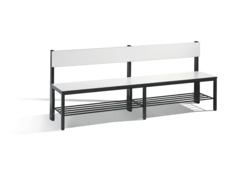 omkleedbank,HxLxD 796x2000x407mm,HPL wit,frame staal RAL7021,leuning