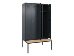 locker met bank,voor scheiding van kleding,HxBxD 2120x1200x815mm,4vak