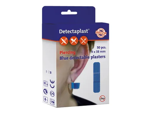 Detectaplast 8238 piercingpleister elastisch blauw 9x38 mm 50 stuks