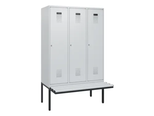 locker met bank,HxBxD 1950x1200x815mm,3vak,vak B 400mm,cilinderslot