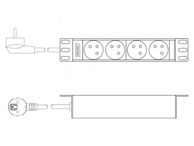 10 inch stekkerdoos met aluminium profiel, 4-voudige CEE 7/5 stopconta