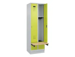 locker met bank,HxBxD 1950x600x815mm,2vak,vak B 300mm,cilinderslot
