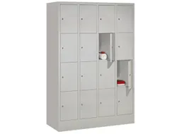 lockerkast,HxBxD 1850x1200x500mm,4x4vakken,RAL7035,front RAL6011