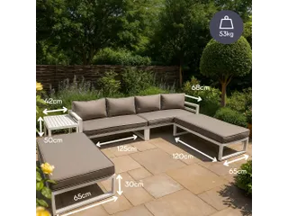 Loungeset aluminium Wit/Grijs 8-zits tuinset met bijzettafel - 7